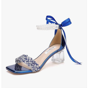 NEW Something Blue Wedding Pearl Jeweled Low Heel Shoes 8.5